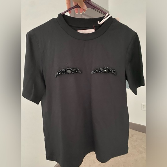 Simone Rocha x HM Beaded Appliquéd T-shirt Cotton Black Limited Edition XS NWT - Picture 11 of 15